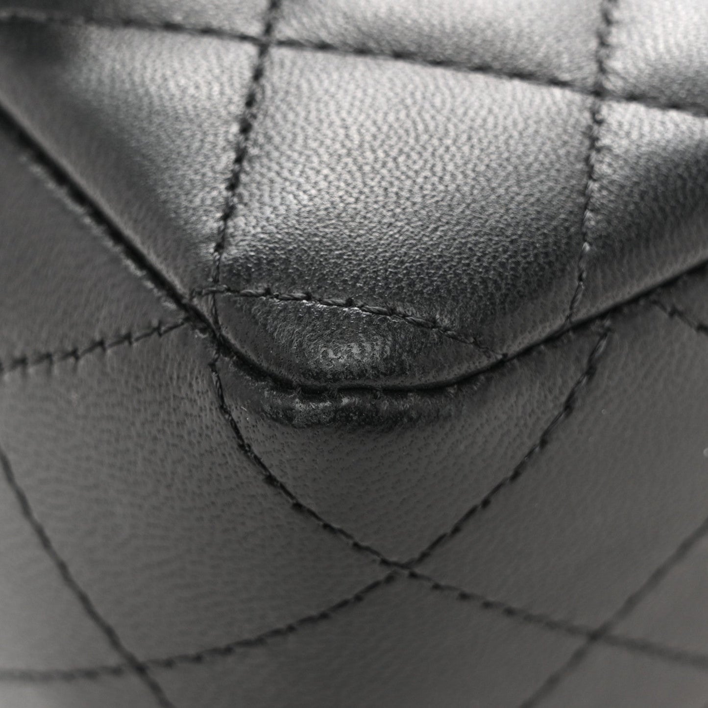 Lambskin Quilted Mini Rectangular Flap Black White