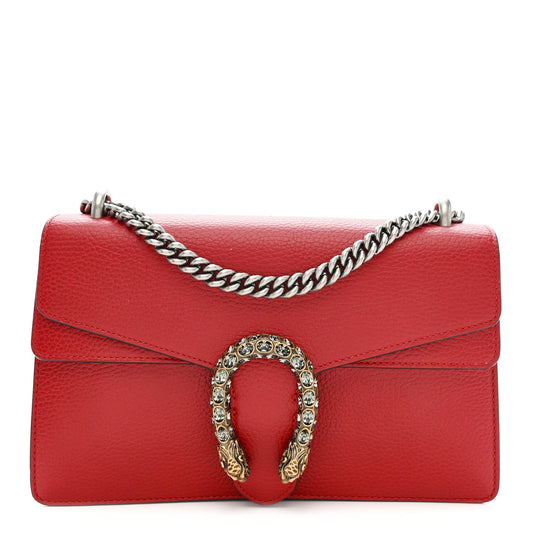 Dollar Calfskin Swarovski Crystal Small Dionysus Shoulder Bag Hibiscus Red