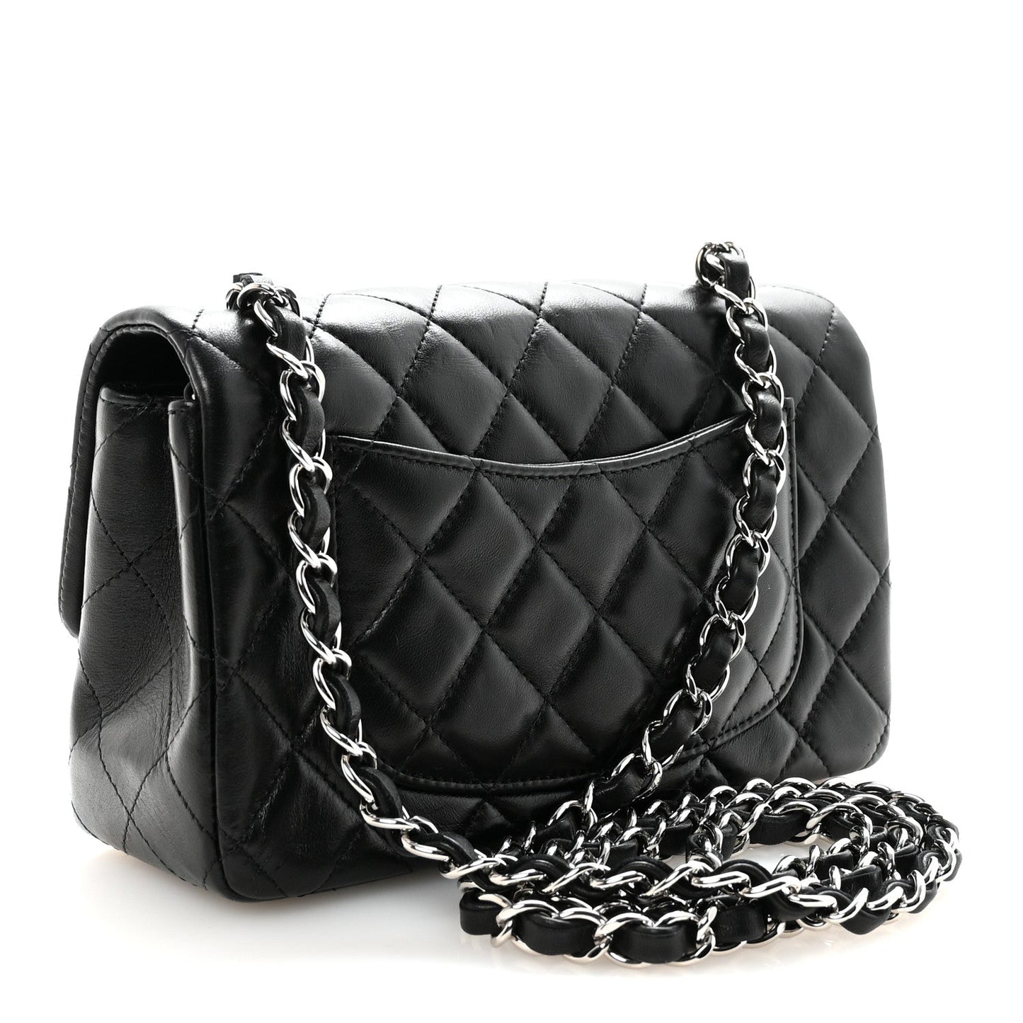 Lambskin Quilted Mini Rectangular Flap Black