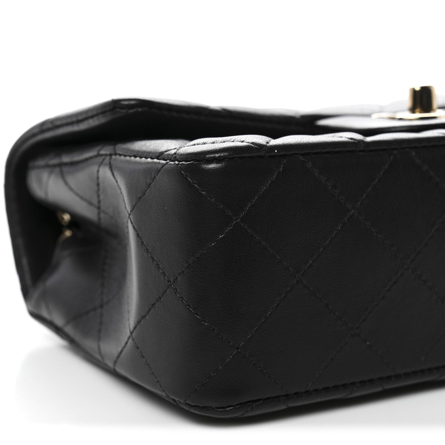 Lambskin Quilted Mini Rectangular Flap Black