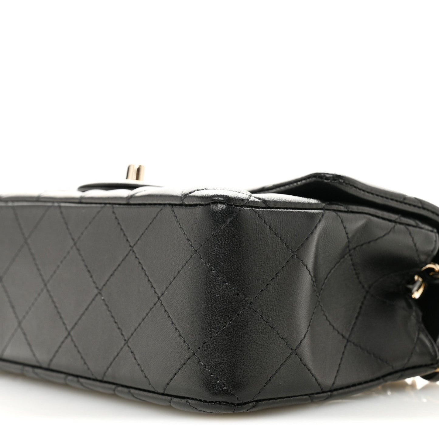 Lambskin Quilted Mini Rectangular Flap Black
