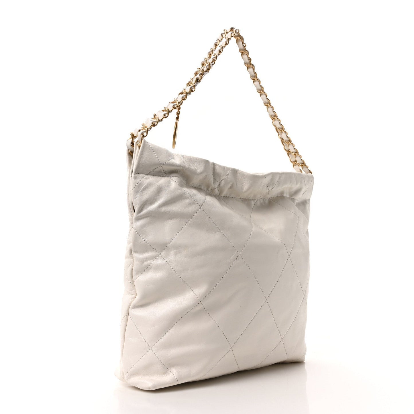 Shiny Calfskin Quilted Small Chanel 22 White Black