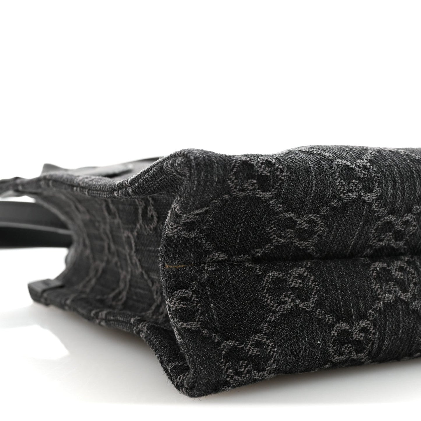 Denim Cuoio Harness GG Monogram Mini Ophidia Tote Bag  Black Medium Grey