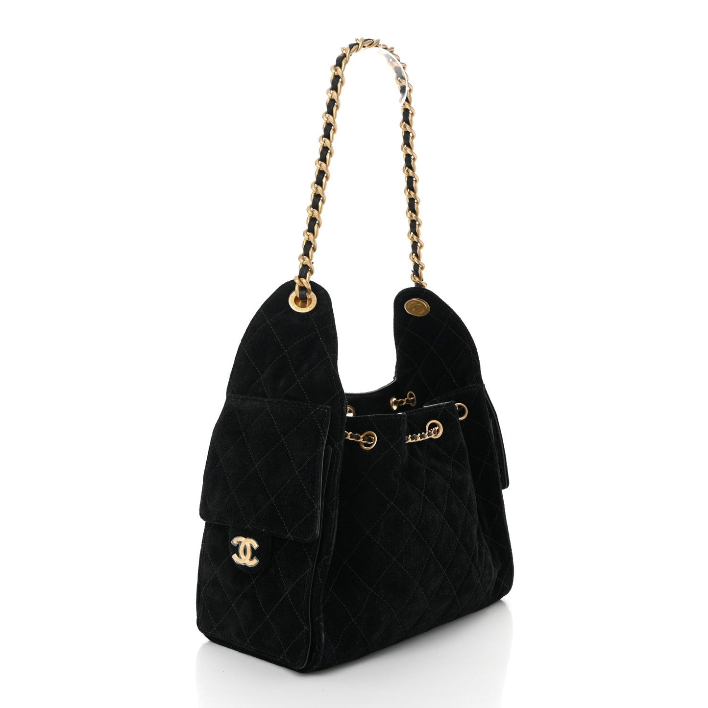 Suede Quilted Small Chanel 25 Handbag Black
