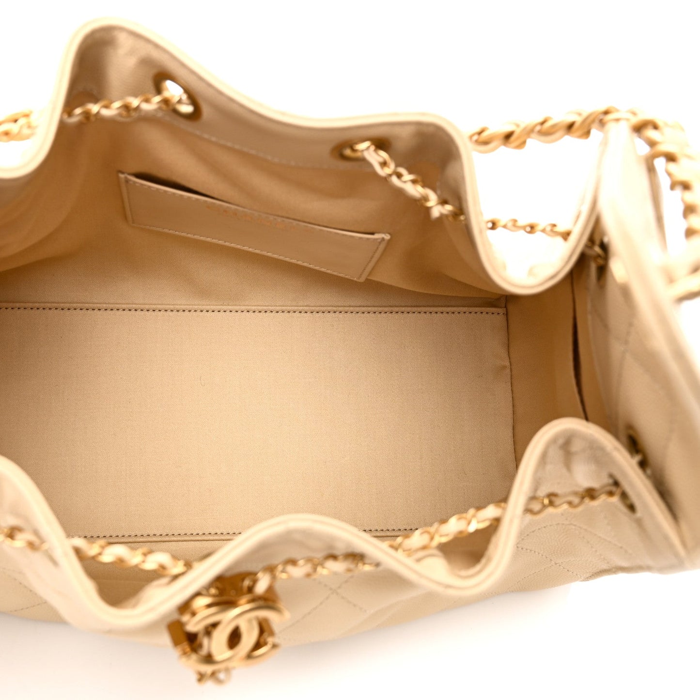 Caviar Quilted Small Chanel 25 Handbag Light Beige