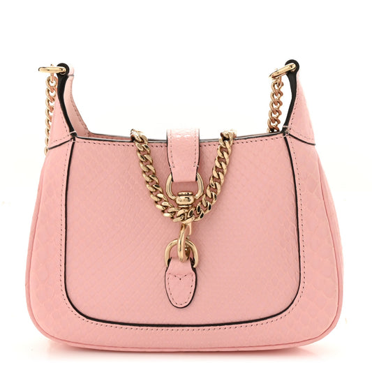 Snakeskin Mini Jackie Notte Bag Pink