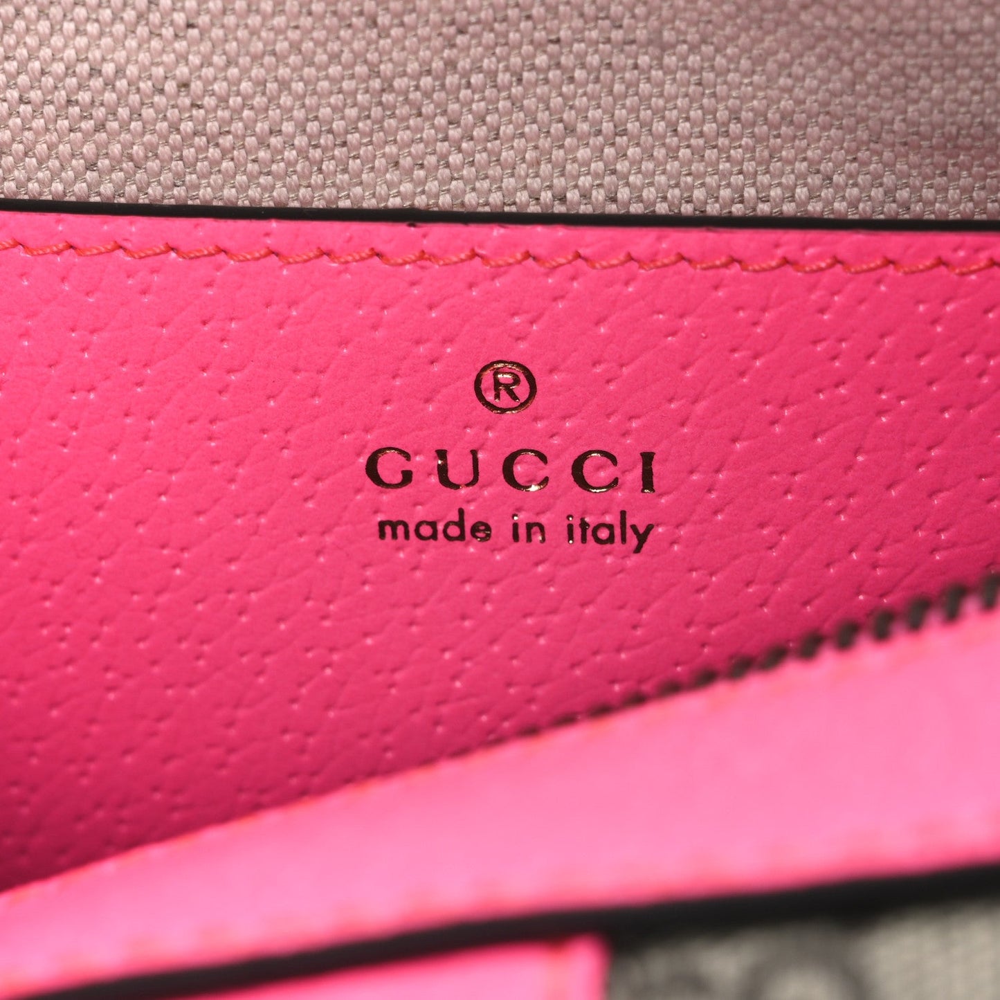 GG Supreme Monogram Textured Dollar Calfskin Web Ophidia Small Crossbody Bag Beige Ebony Fuchsia