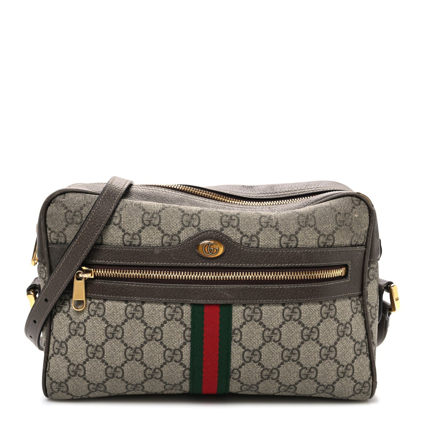 GG Supreme Monogram Web Small Ophidia Shoulder Bag Brown