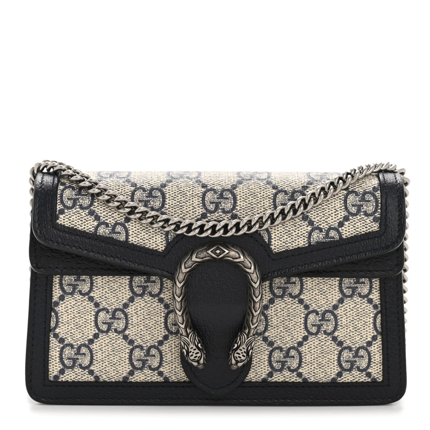 GG Supreme Monogram Textured Dollar Calfskin Super Mini Dionysus Shoulder Bag Beige Blue