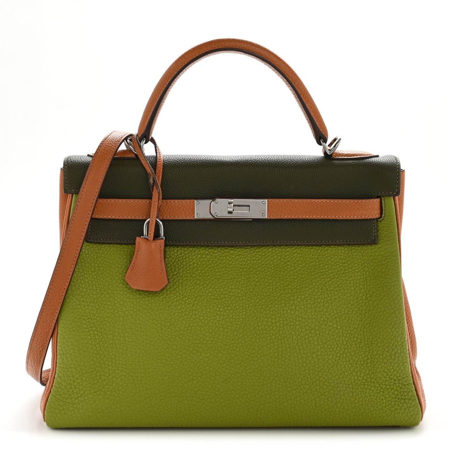 Fjord Togo Tri-Color Kelly Retourne 32 Vert Anis Gold Vert Olive