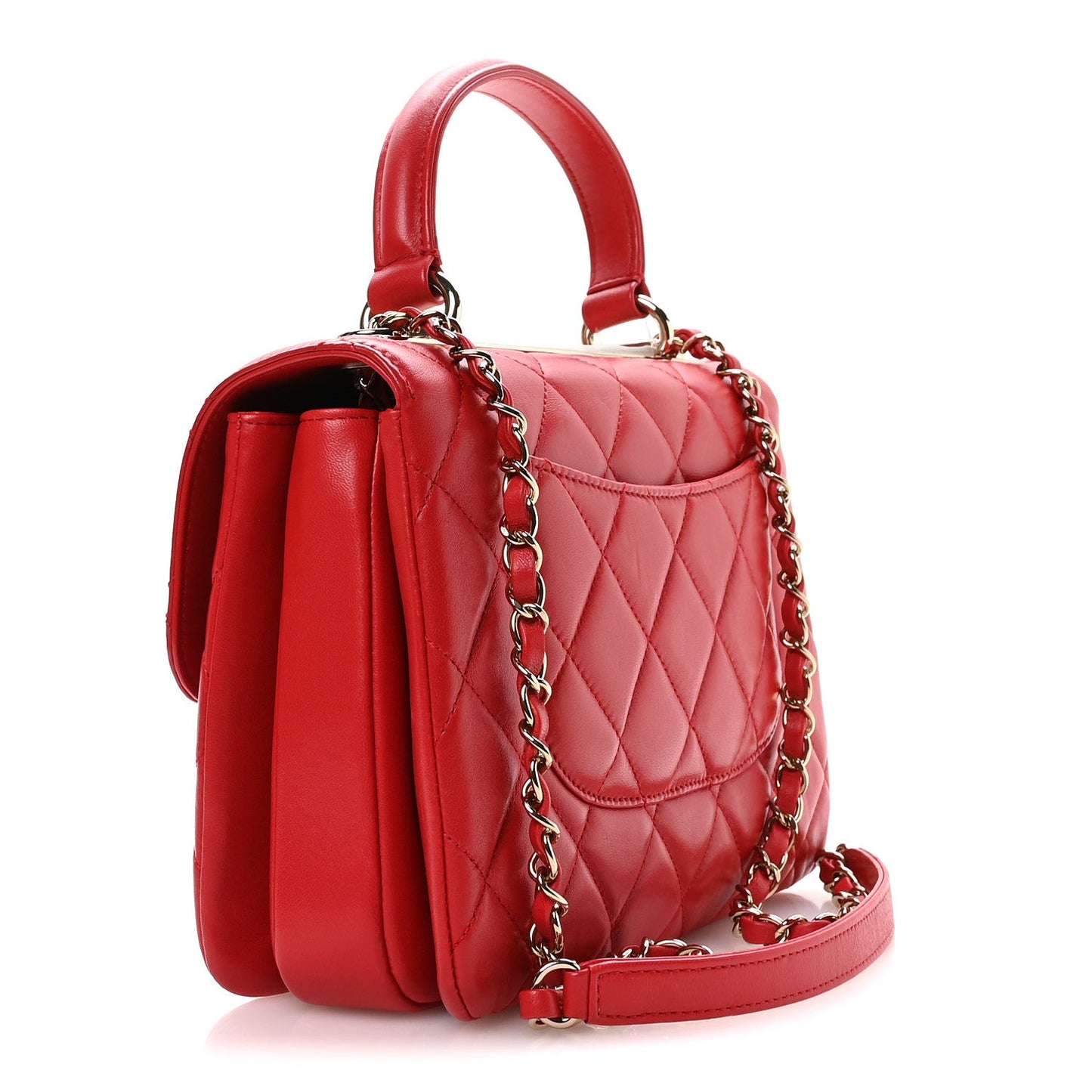 Lambskin Quilted Small Trendy CC Flap Dual Handle Bag Red