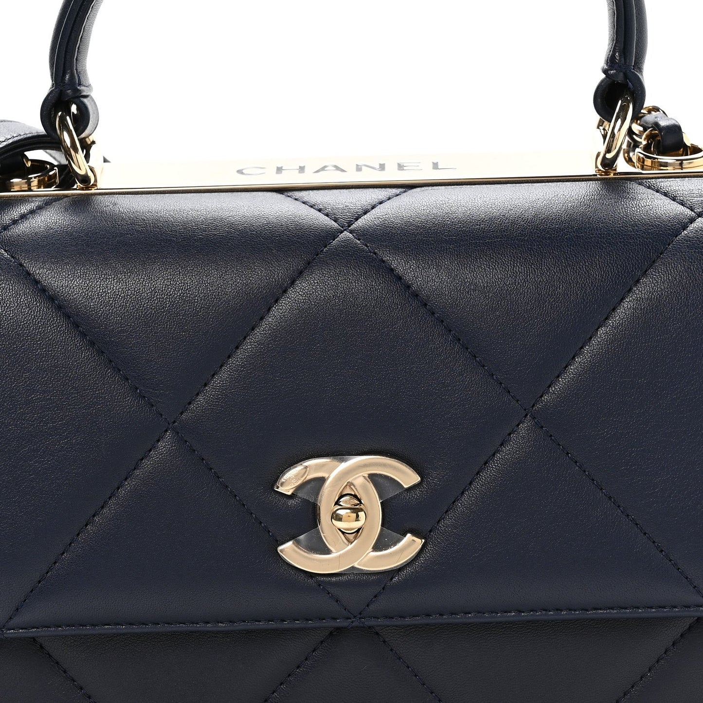 Lambskin Quilted Medium Trendy CC Flap Dual Handle Bag Blue