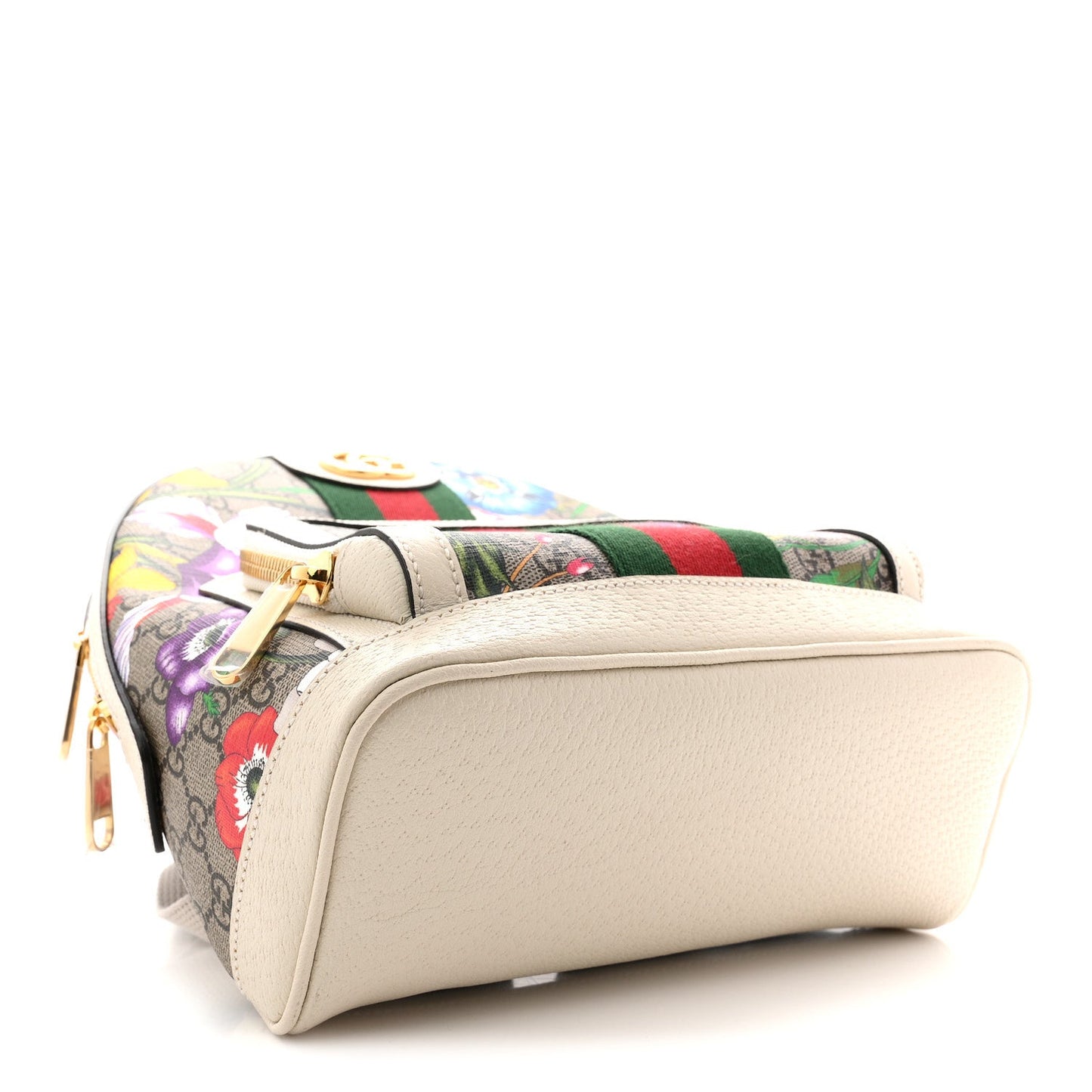 GG Supreme Monogram Flora Web Small Ophidia Day Backpack White