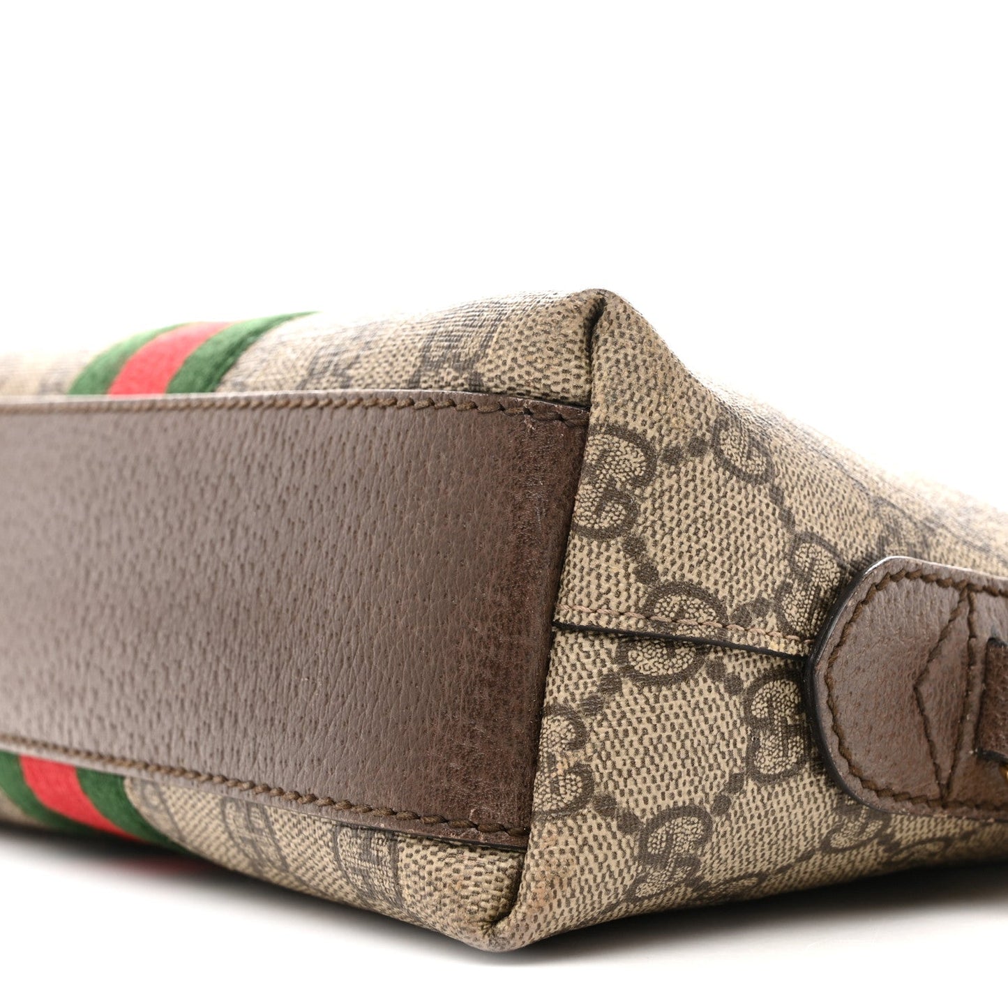 GG Supreme Monogram Textured Dollar Calfskin Web Small Ophidia Dome Shoulder Bag Beige Ebony New Acero