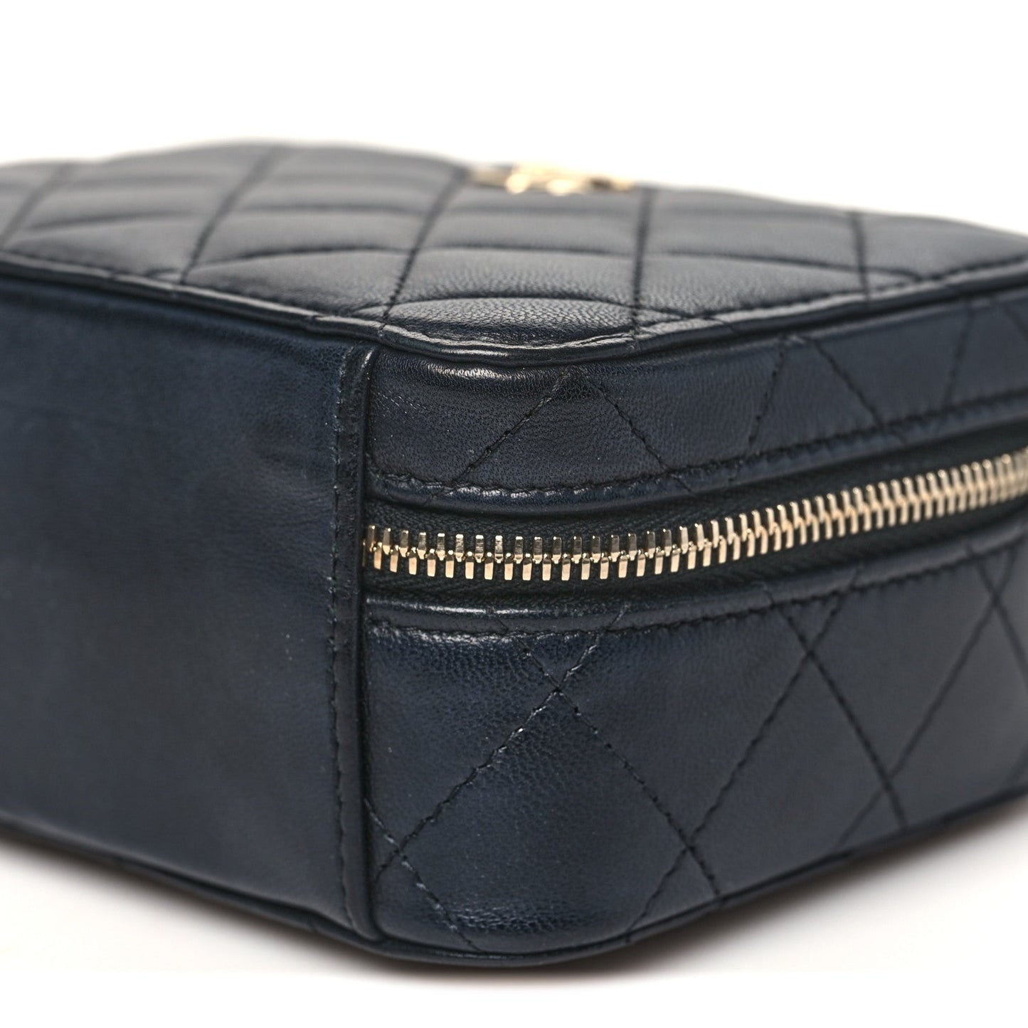 Lambskin Quilted Small Trendy CC Camera Case With Chain Navy