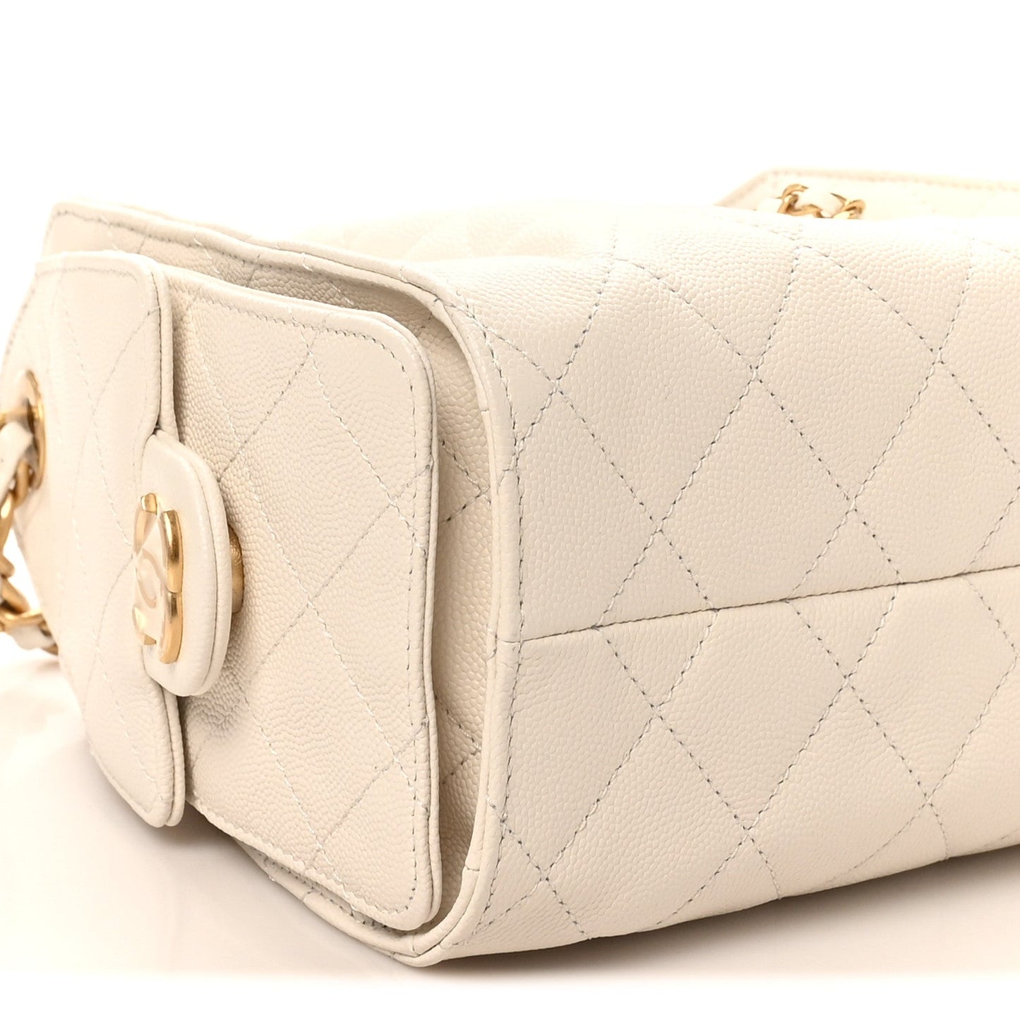 Caviar Quilted Mini Chanel 25 Handbag White
