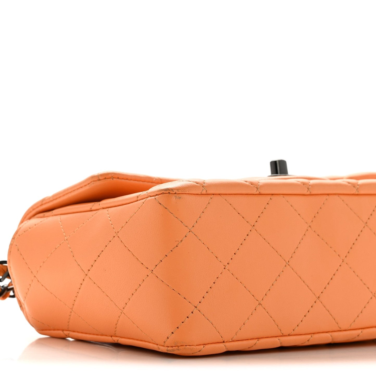 Lambskin Quilted Mini Rectangular Flap Orange