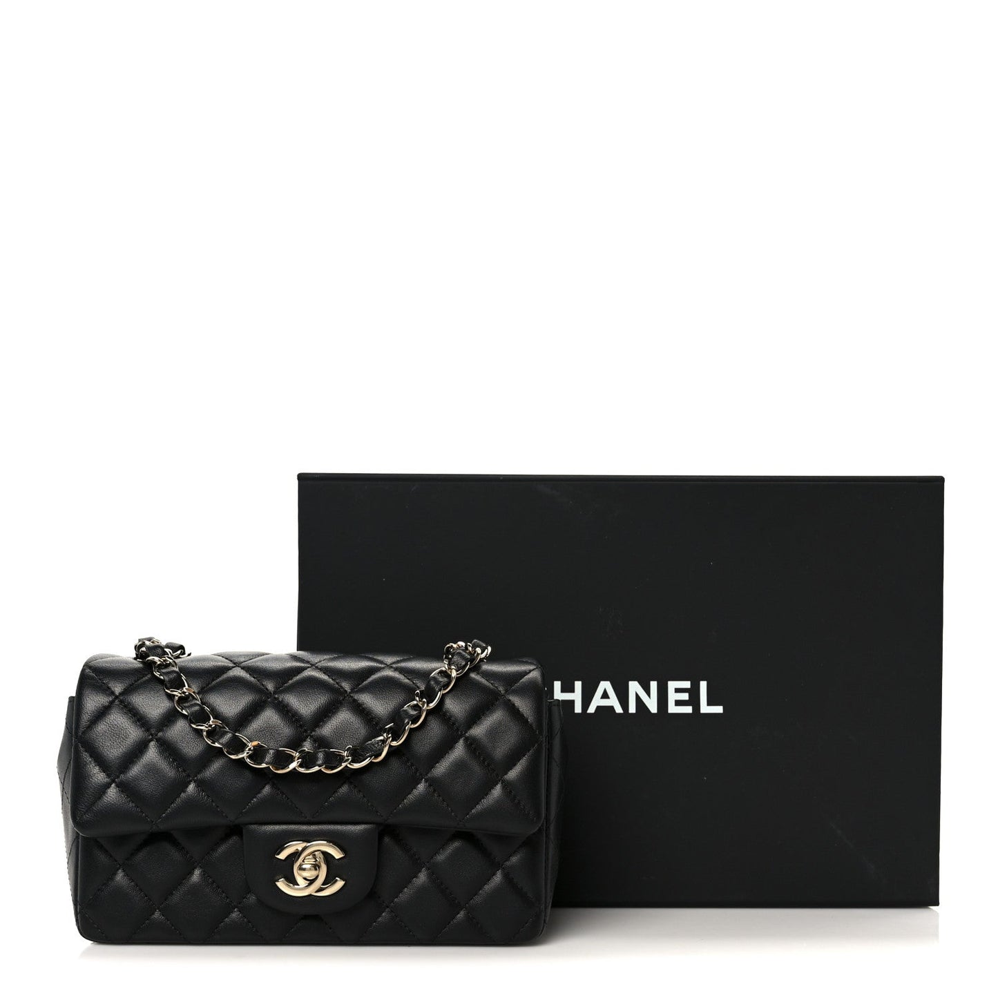 Lambskin Quilted Mini Rectangular Flap Black