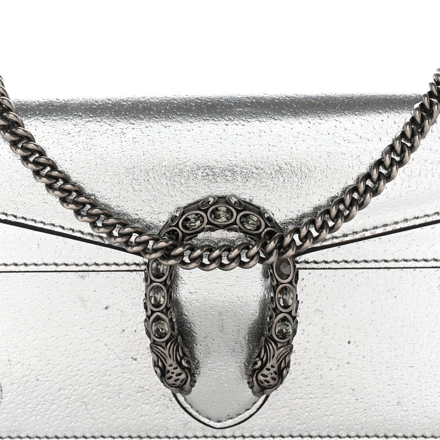 Metallic Calfskin Super Mini Dionysus Shoulder Bag Silver