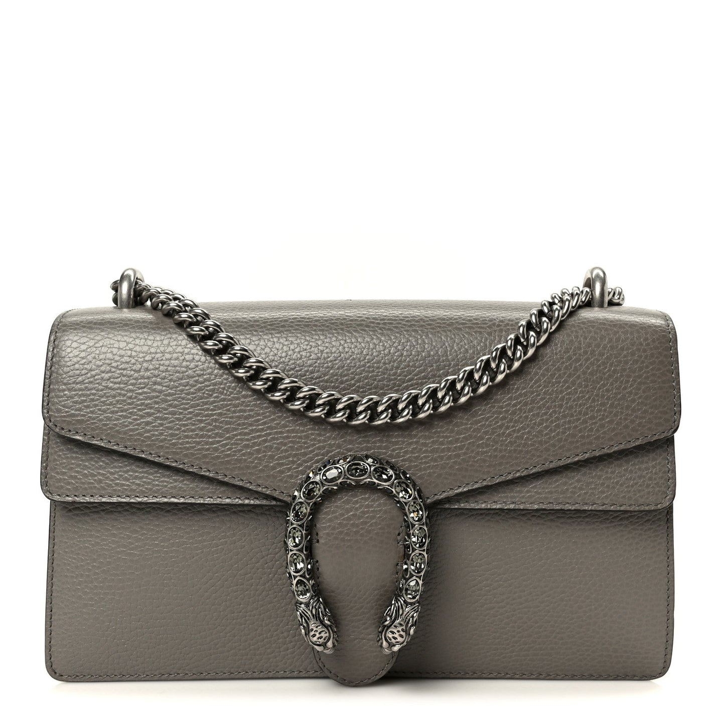 Pebbled Calfskin Small Dionysus Shoulder Bag Dusty Grey