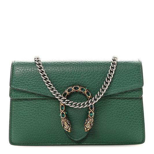 Dollar Calfskin Crystal Super Mini Dionysus Shoulder Bag Emerald