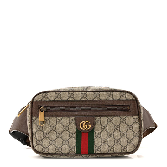 Soft GG Supreme Monogram Medium Ophidia Belt Bag Dark Brown