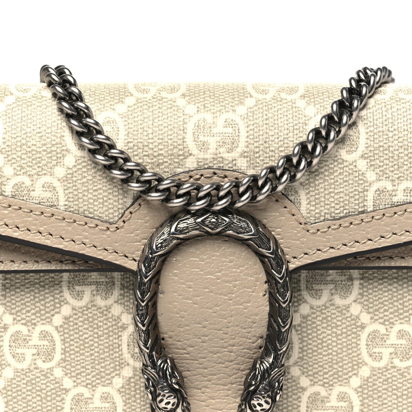 GG Supreme Monogram Textured Dollar Calfskin Super Mini Dionysus Shoulder Bag Beige Mystic White Oatmeal