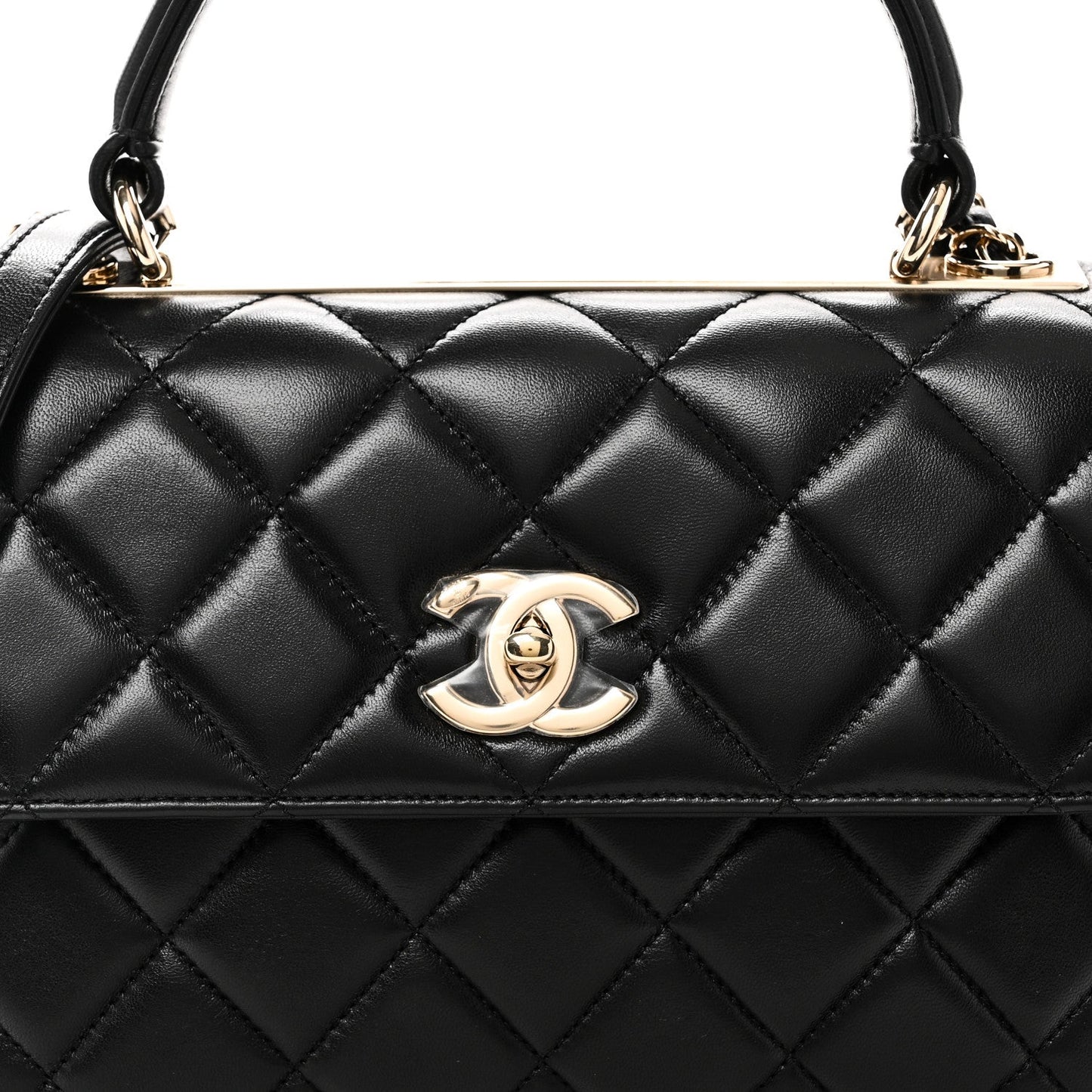 Lambskin Quilted Small Trendy CC Dual Handle Flap Bag Black