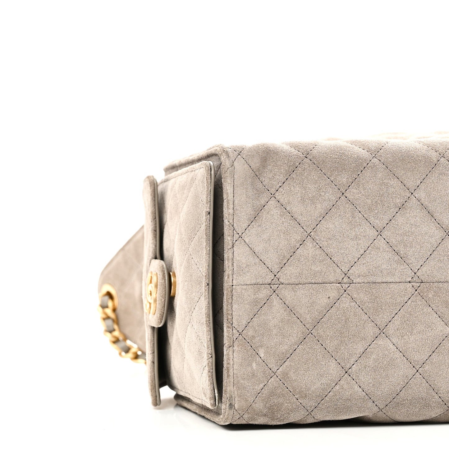 Suede Quilted Medium Chanel 25 Handbag Grey