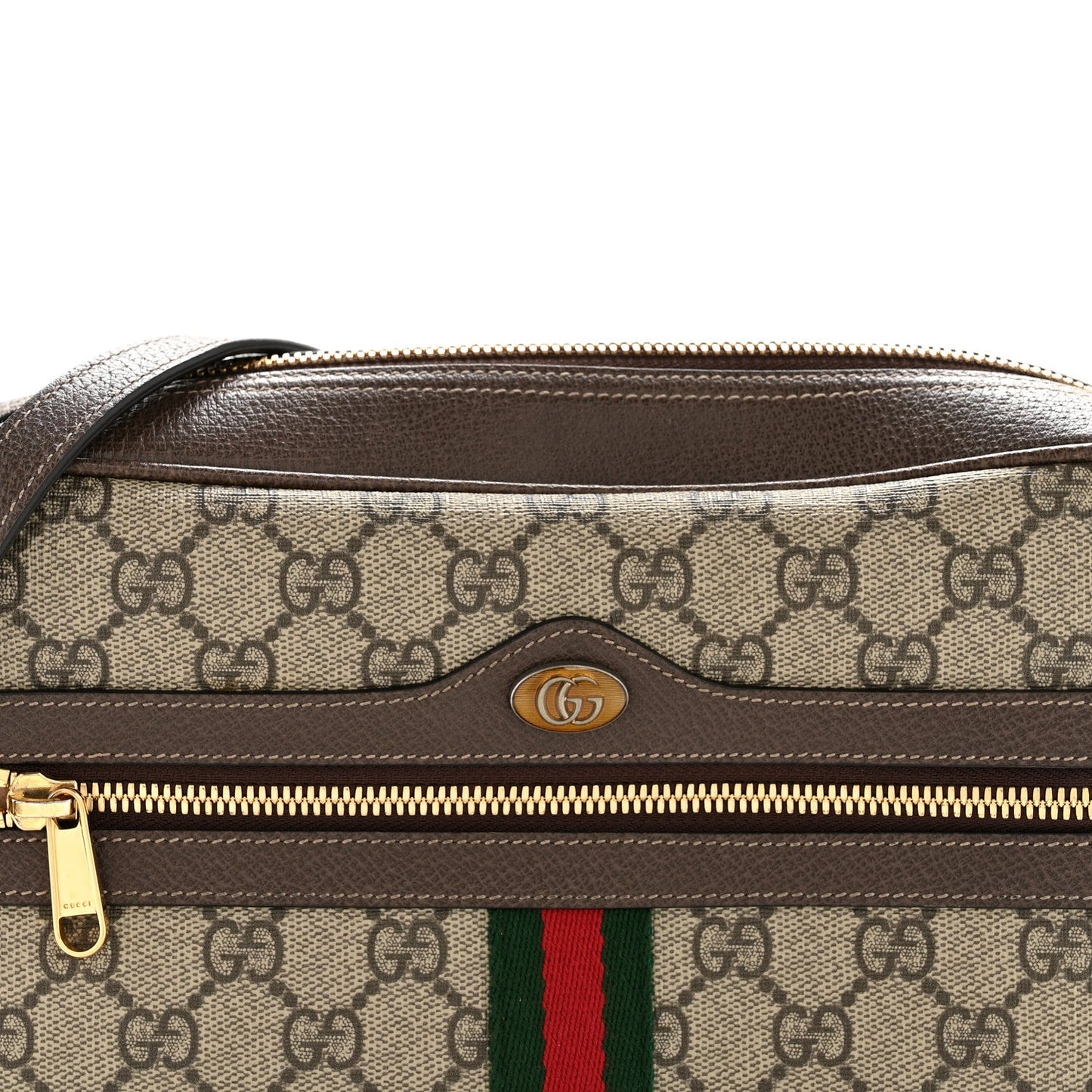 GG Supreme Monogram Web Small Ophidia Shoulder Bag Brown