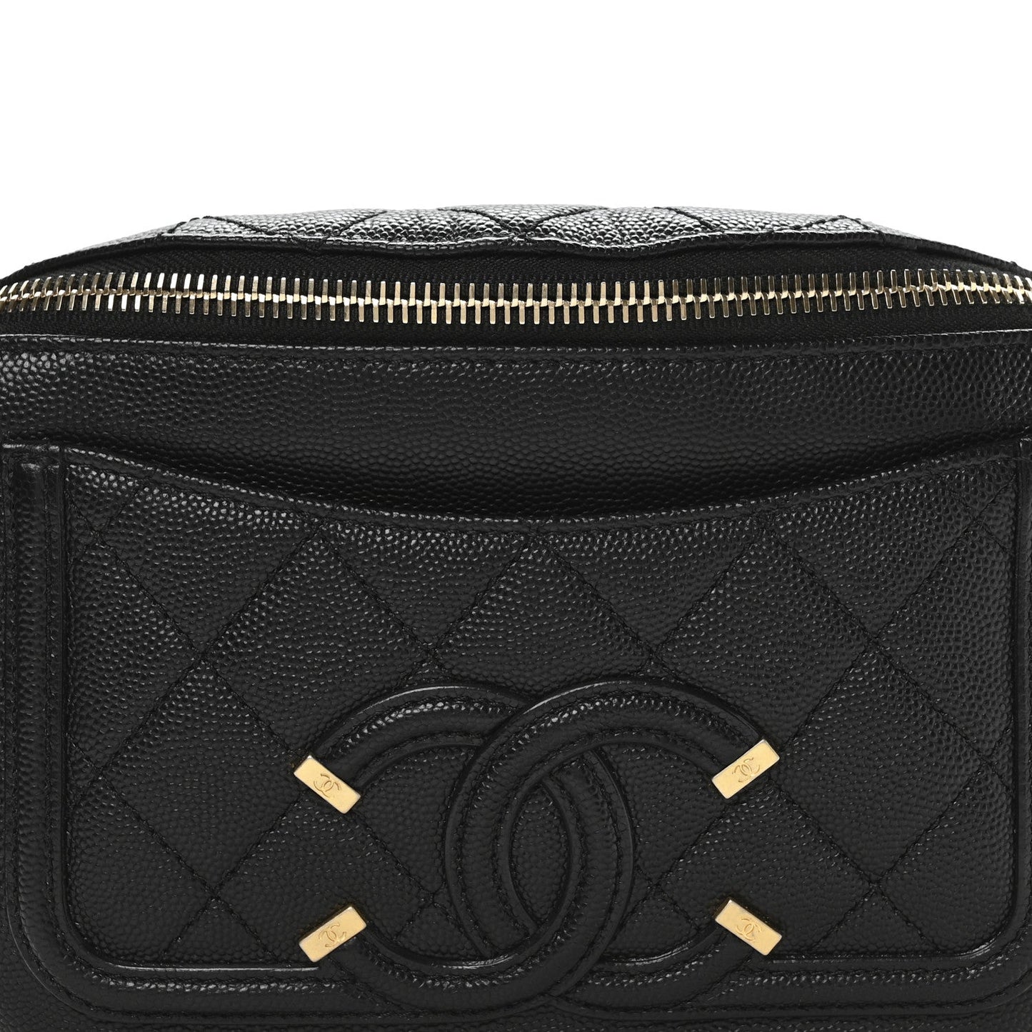 Caviar Quilted Filigree Waist Bag Black