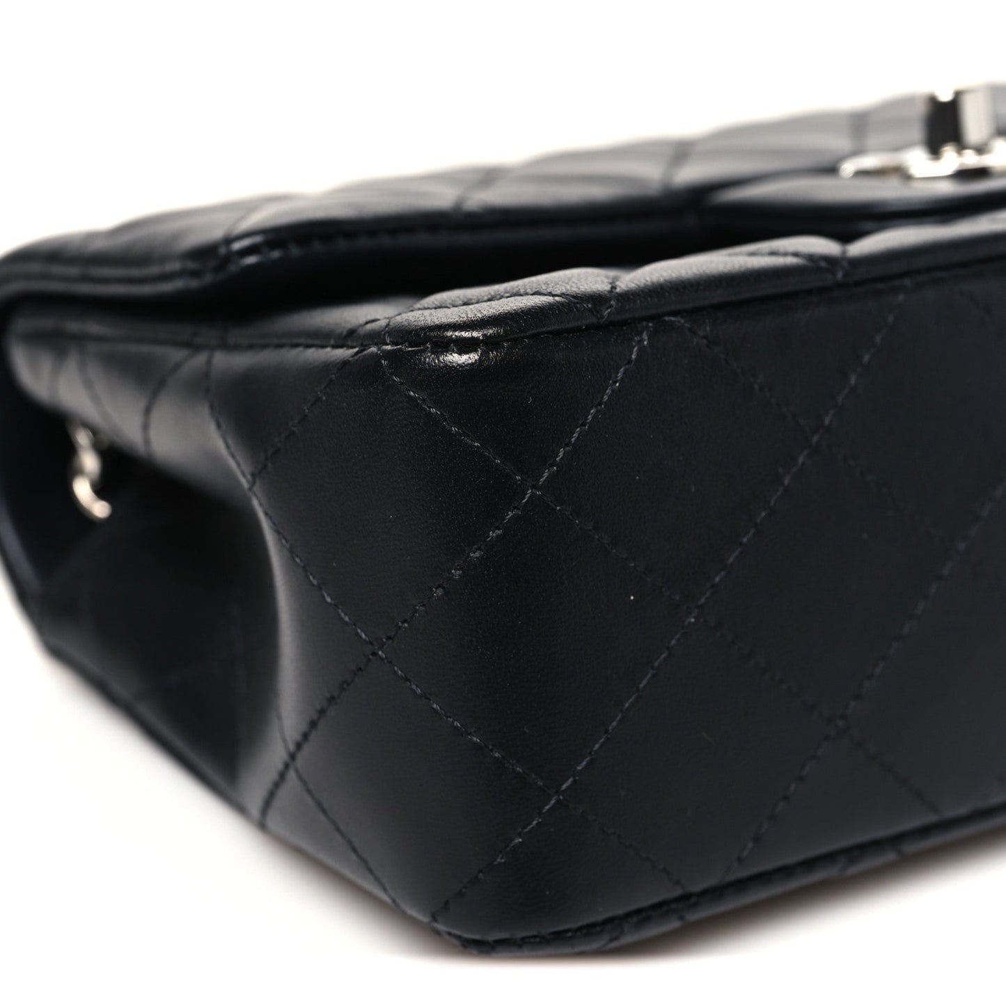 Lambskin Quilted Mini Rectangular Flap Black
