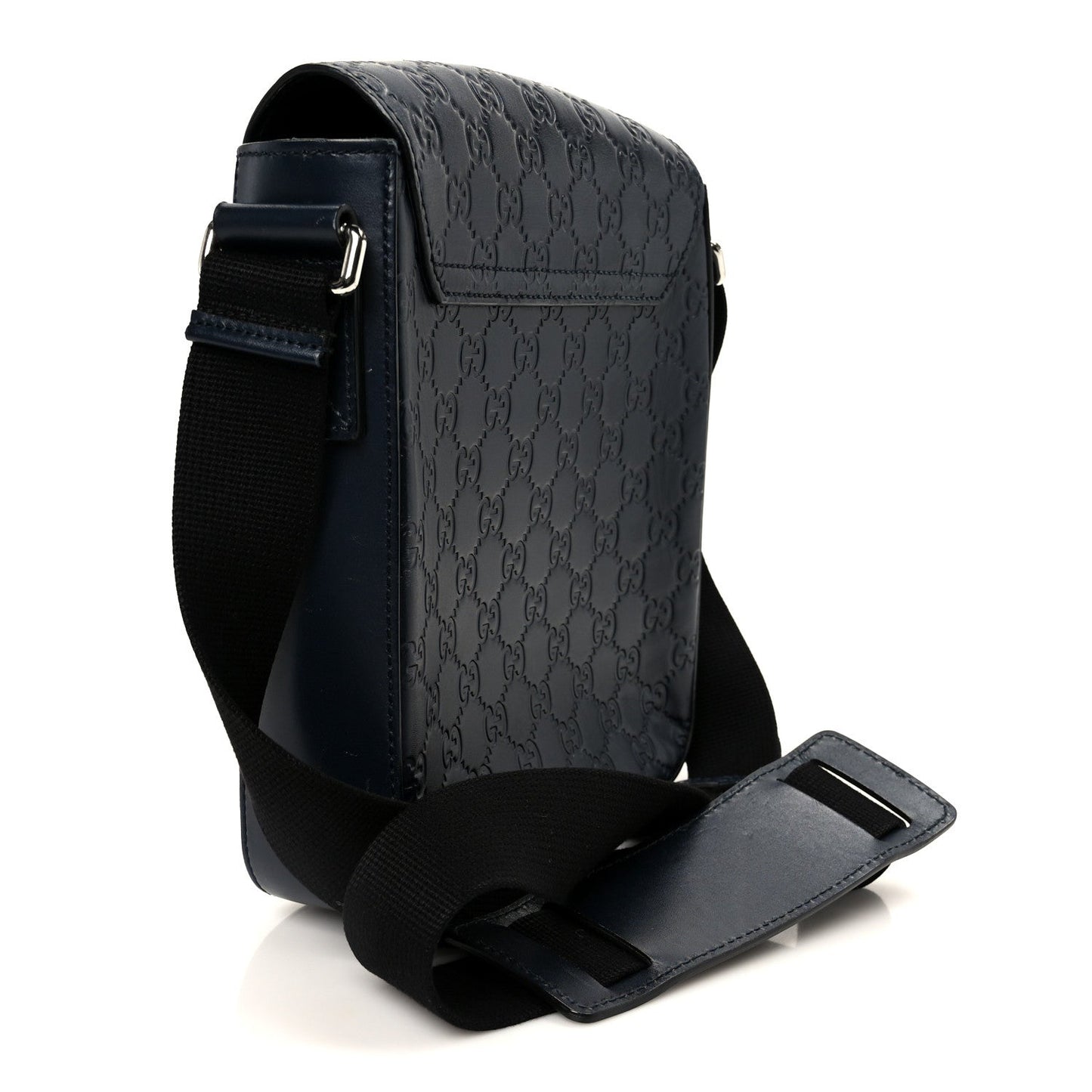 Guccissima Signature Single Buckle Flap Messenger Bag Navy