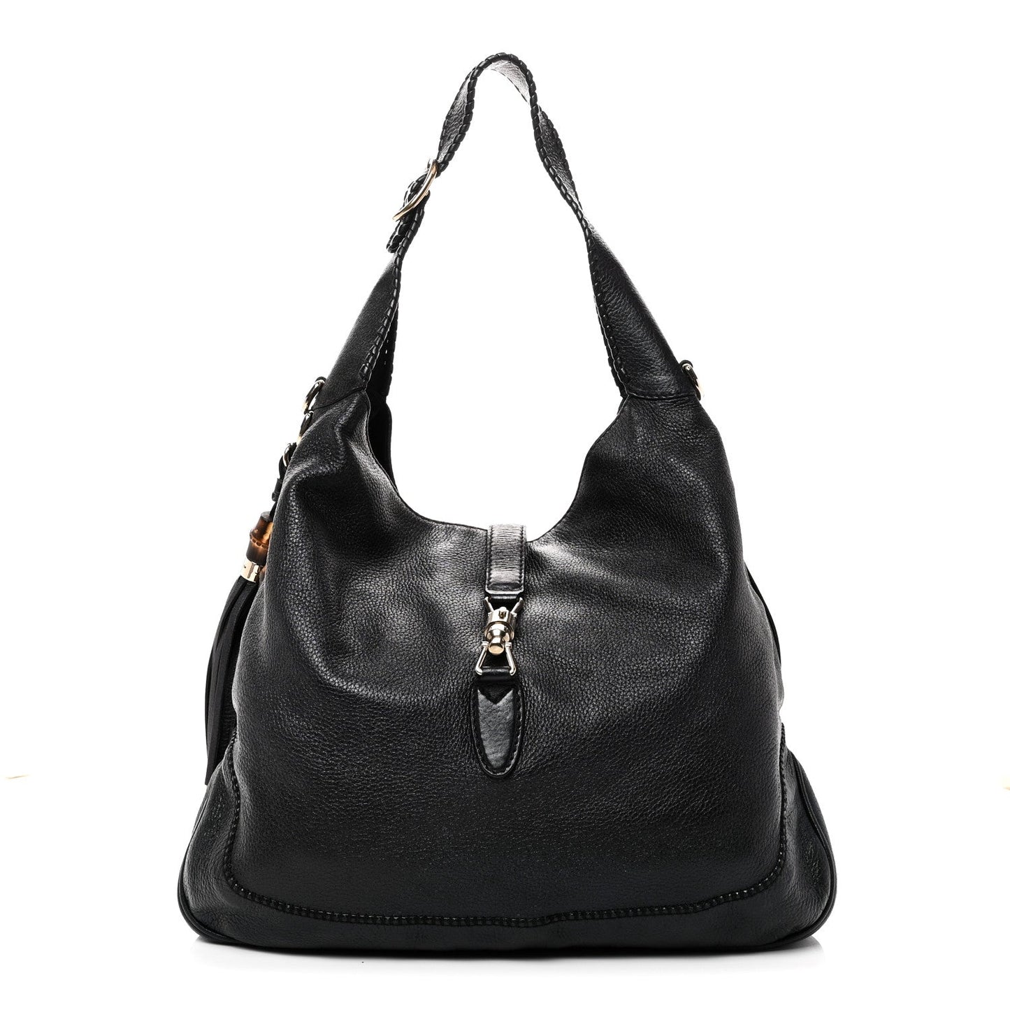 Pebbled Calfskin Medium New Jackie Shoulder Bag Black