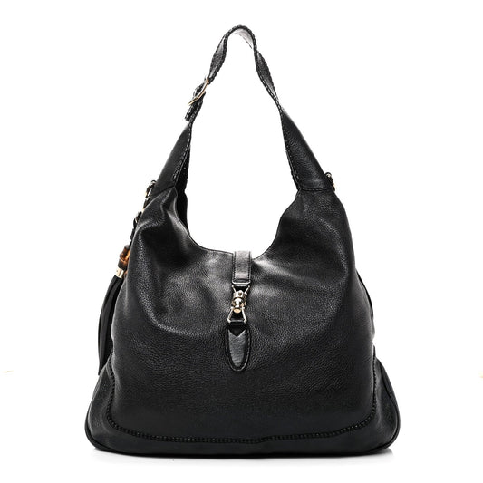 Pebbled Calfskin Medium New Jackie Shoulder Bag Black