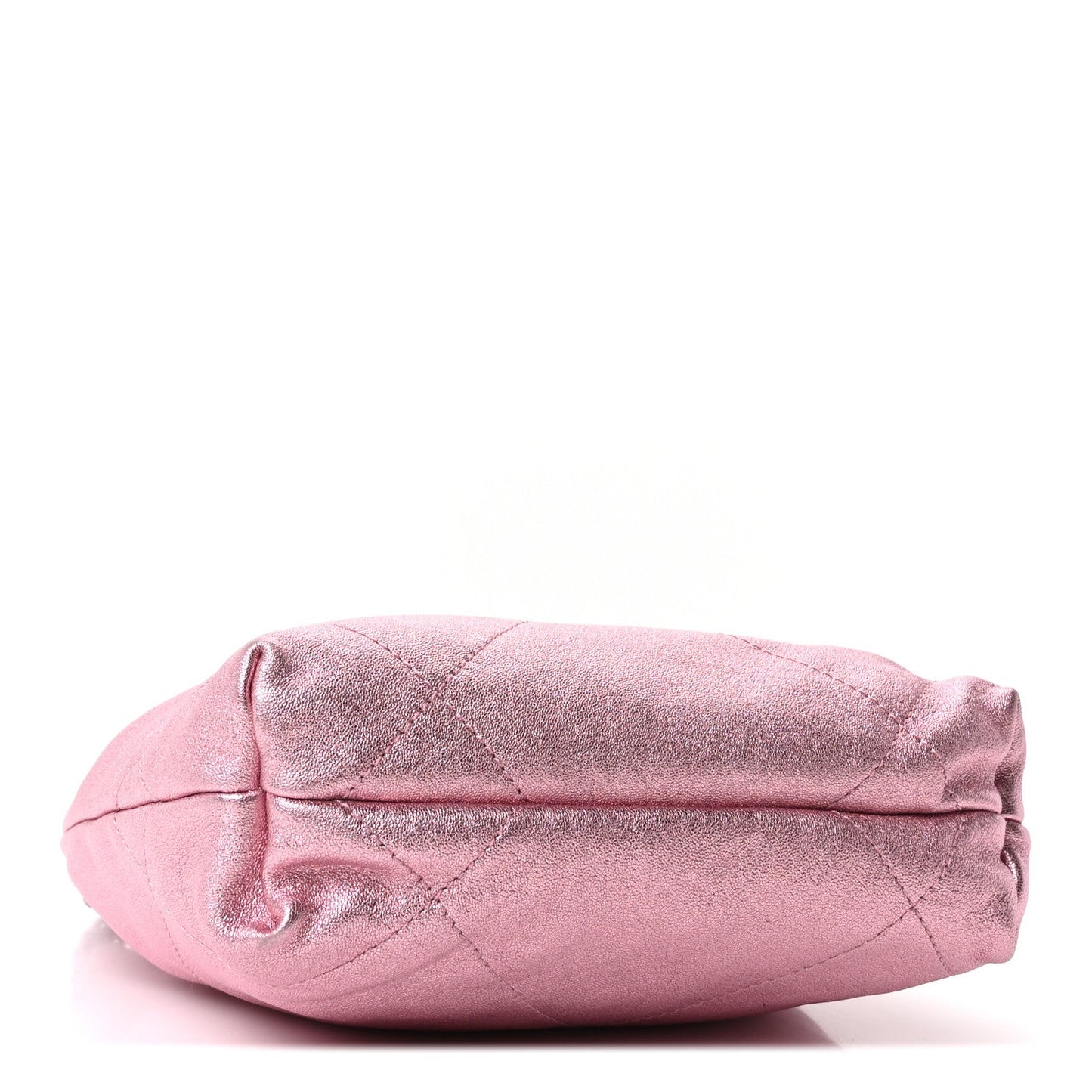 Metallic Lambskin Lacquered Monochrome Quilted Mini Chanel 22 Pink