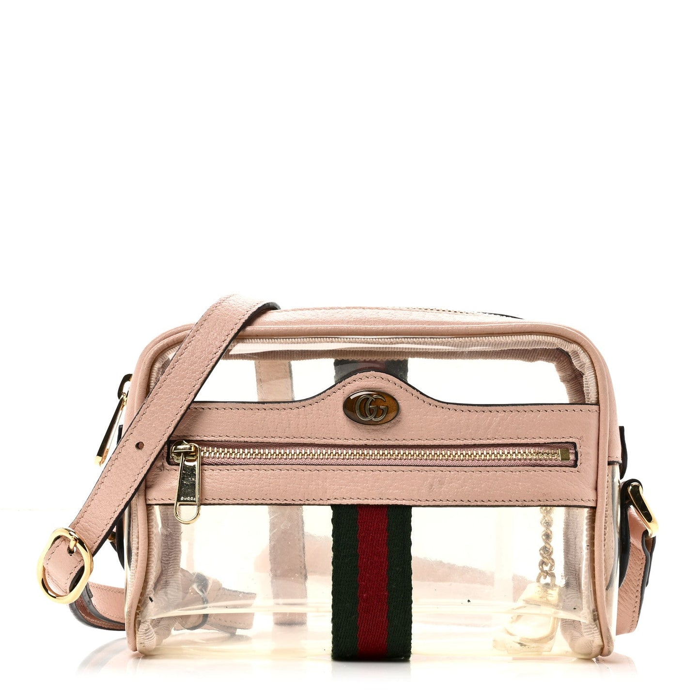 Vinyl Web Mini Ophidia Transparent Shoulder Bag Perfect Pink