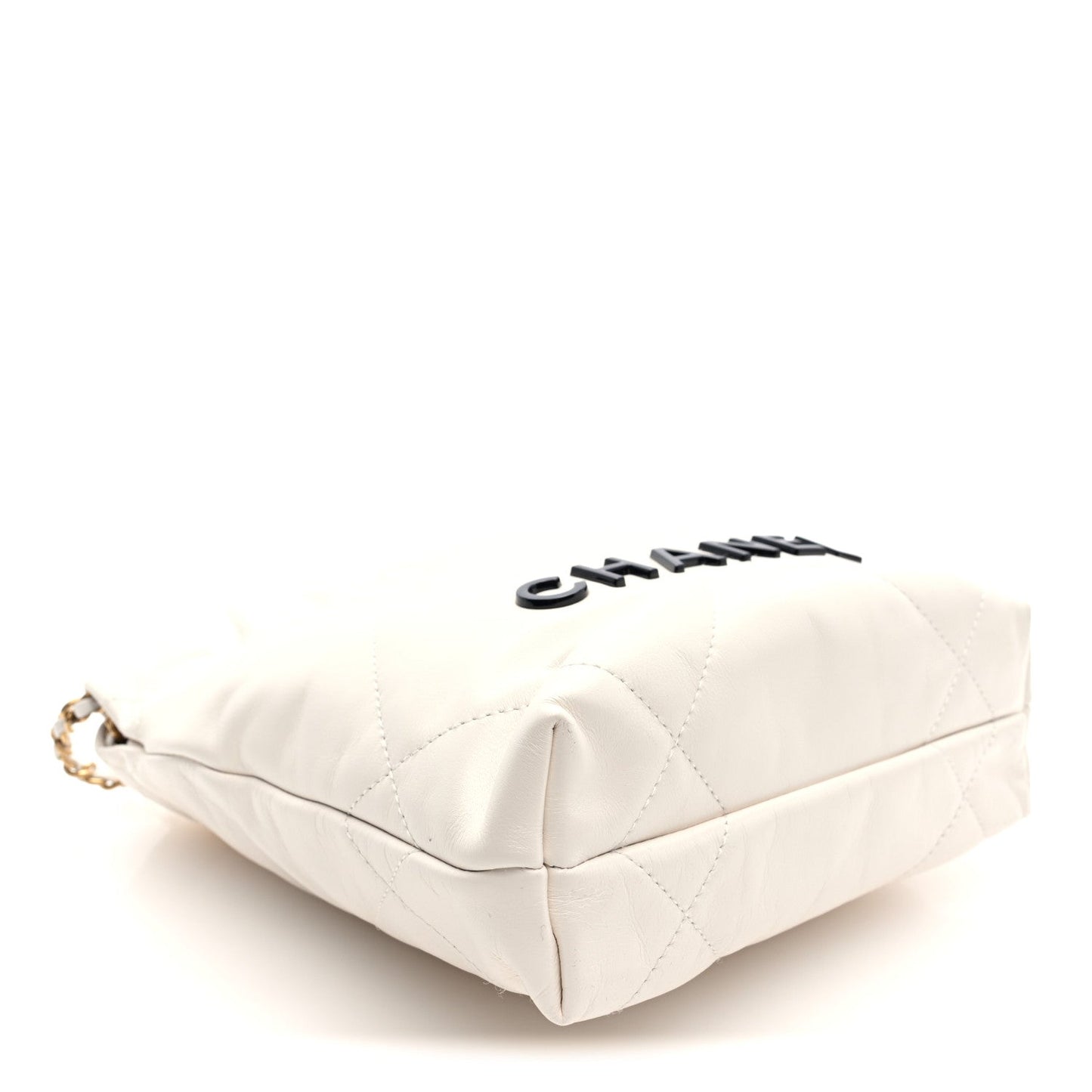 Shiny Calfskin Quilted Mini Chanel 22 White Black