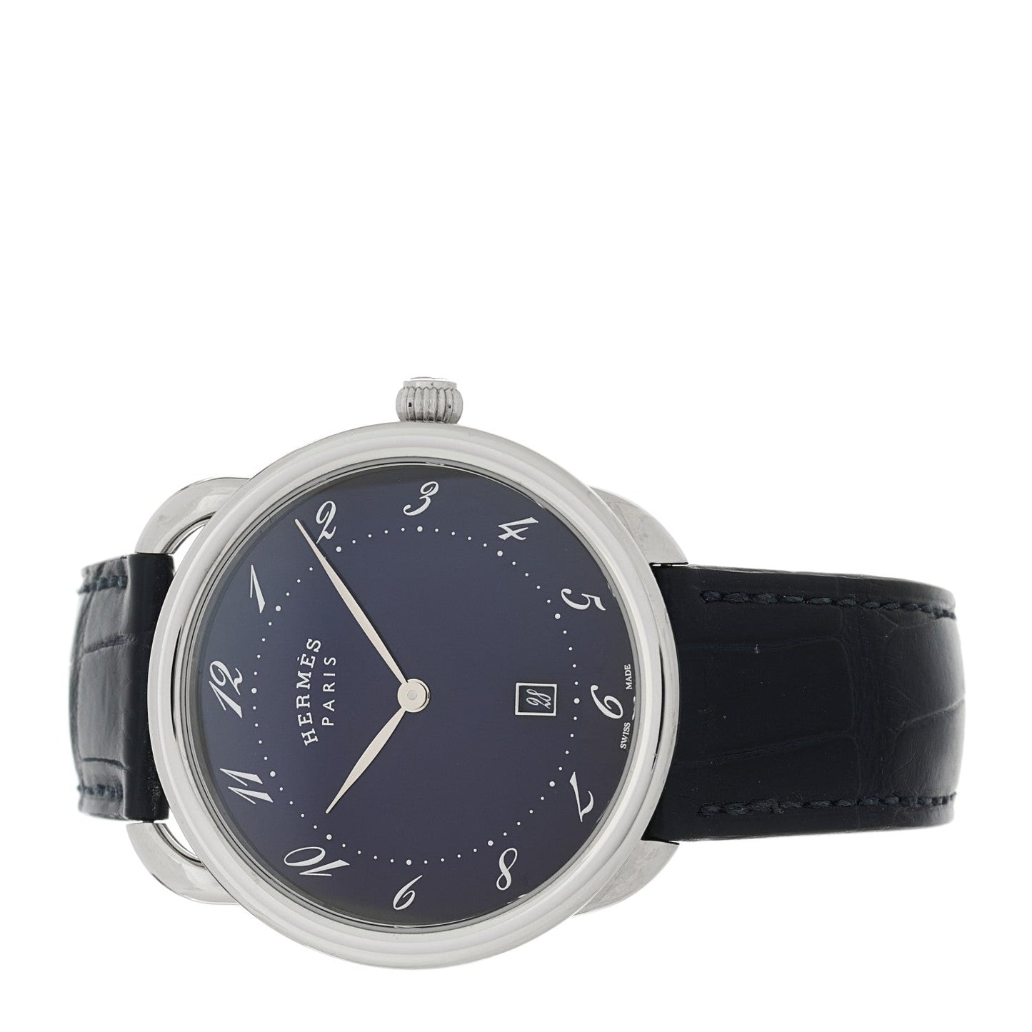 Stainless Steel Alligator 40mm Arceau Quartz Watch Bleu Abysse