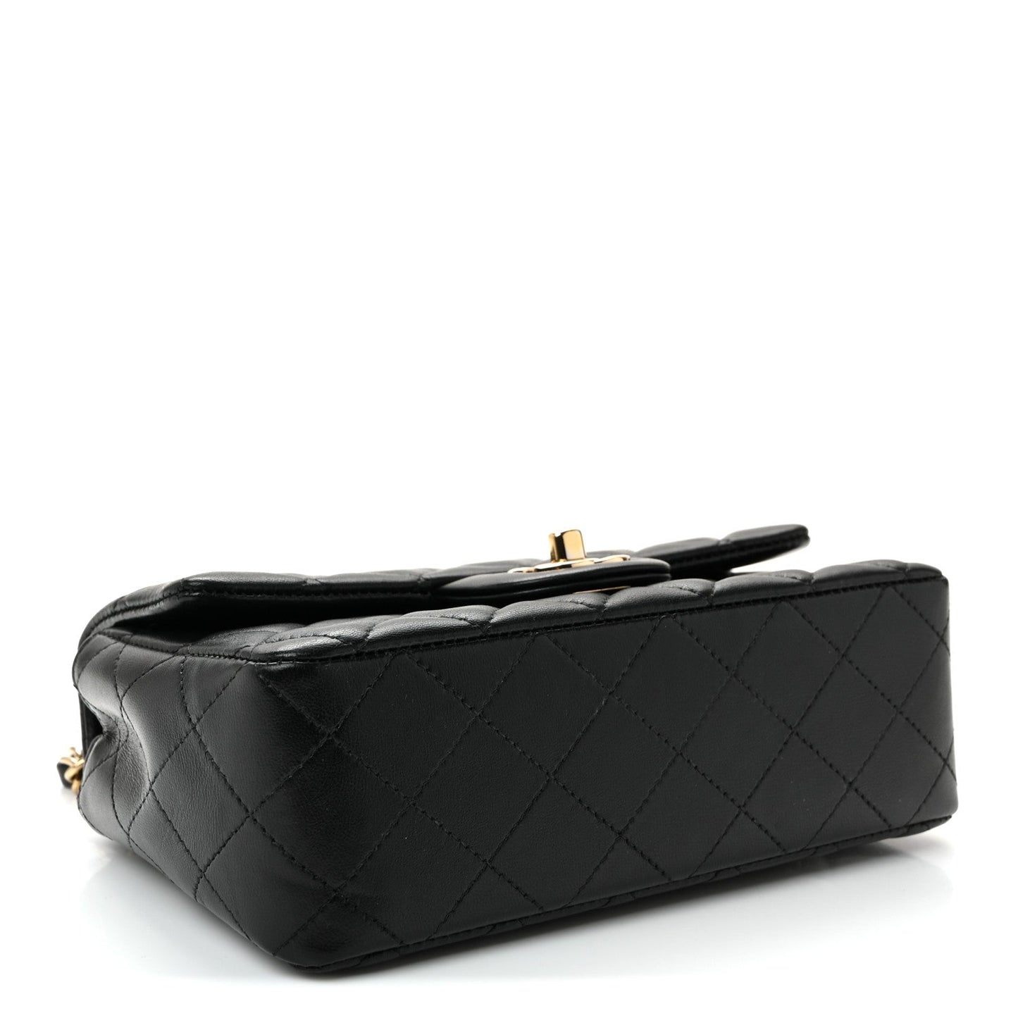 Lambskin Quilted Mini Rectangular Flap Black