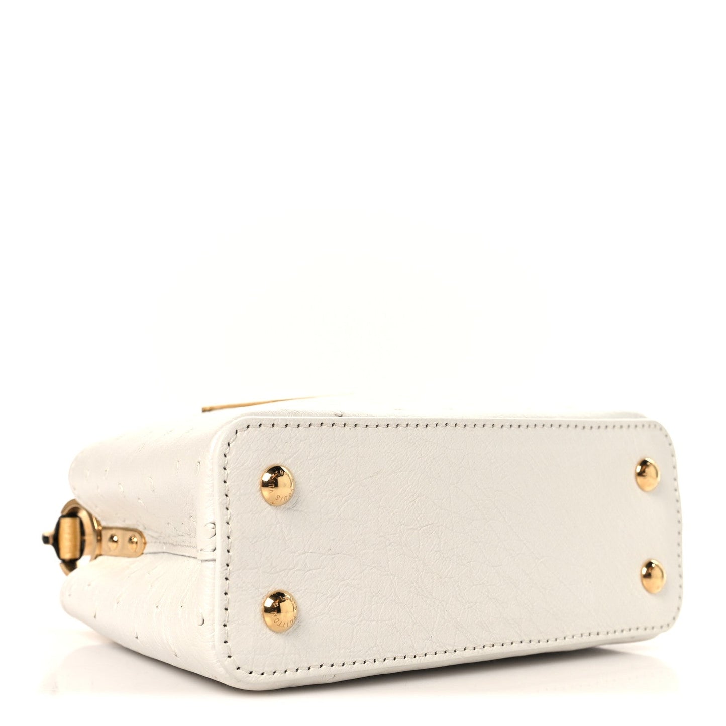 Iridescent Ostrich Capucines Mini White Gold