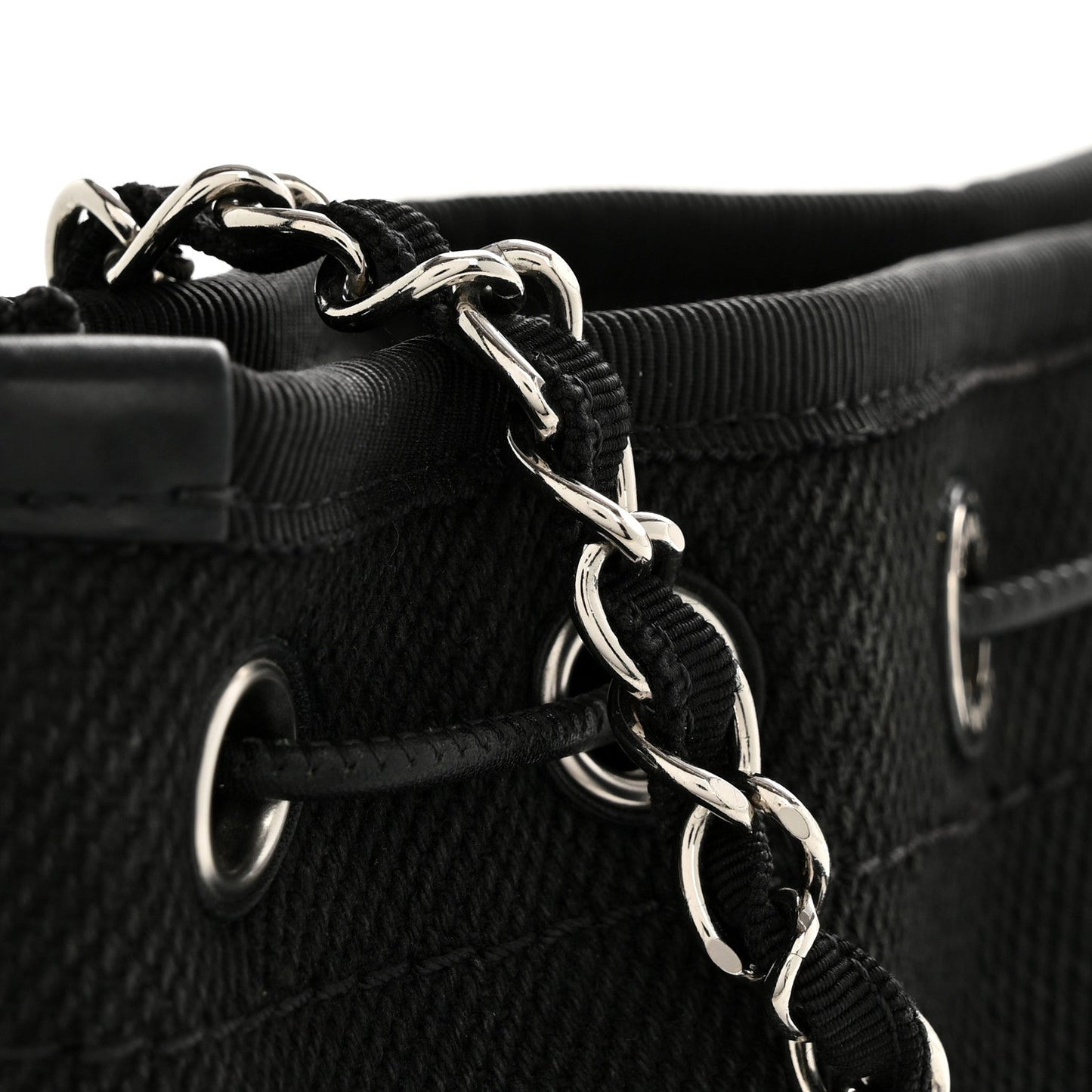 Canvas Deauville Drawstring Bucket Bag Black