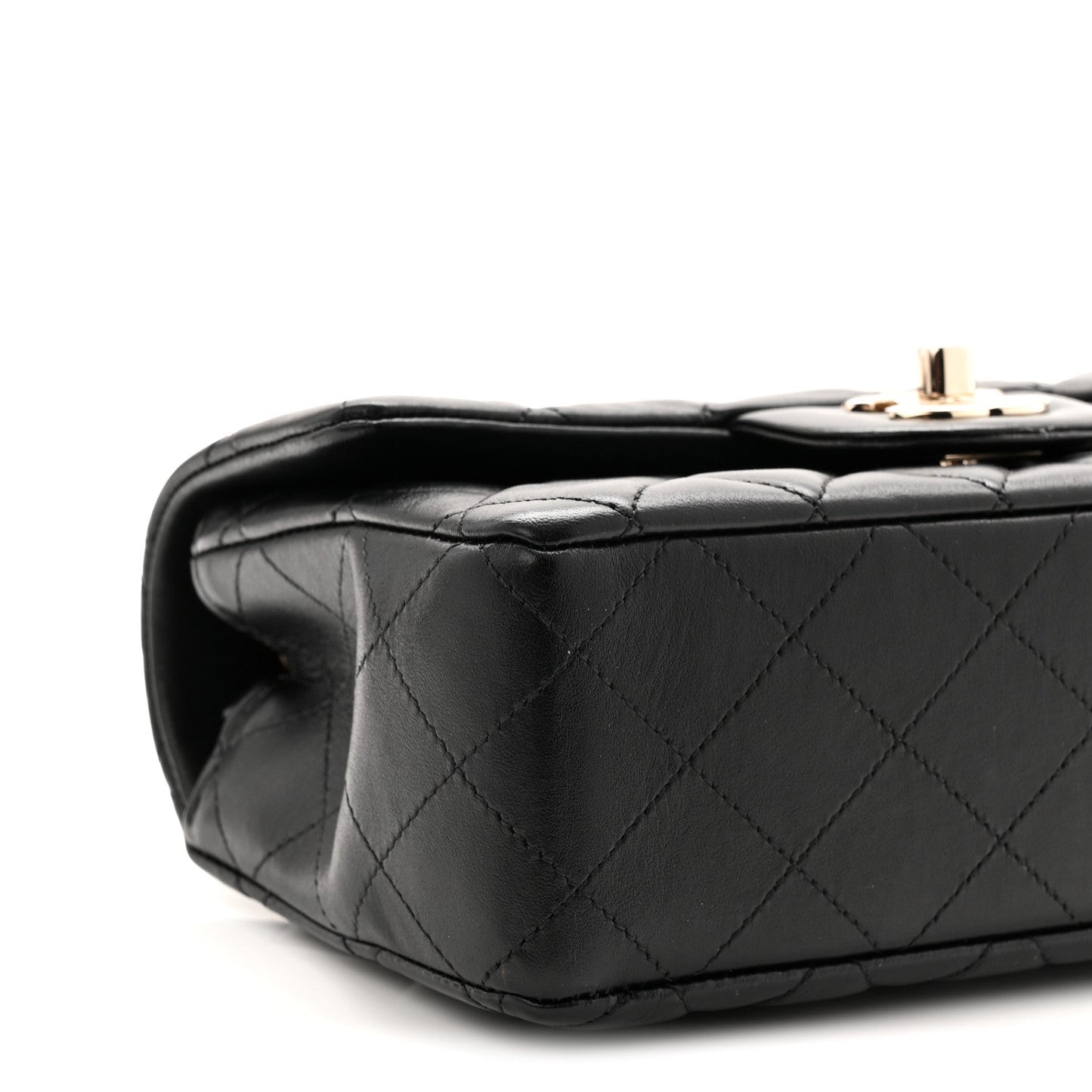 Lambskin Quilted Mini Rectangular Flap Black