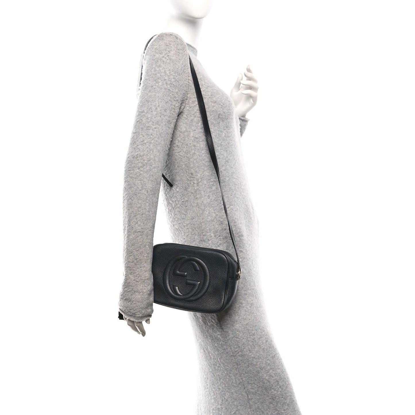 Pebbled Calfskin Small Soho Disco Bag Black