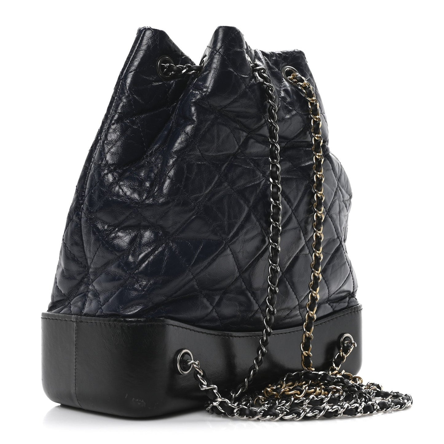 Aged Calfskin Quilted Small Gabrielle Backpack Blue Black