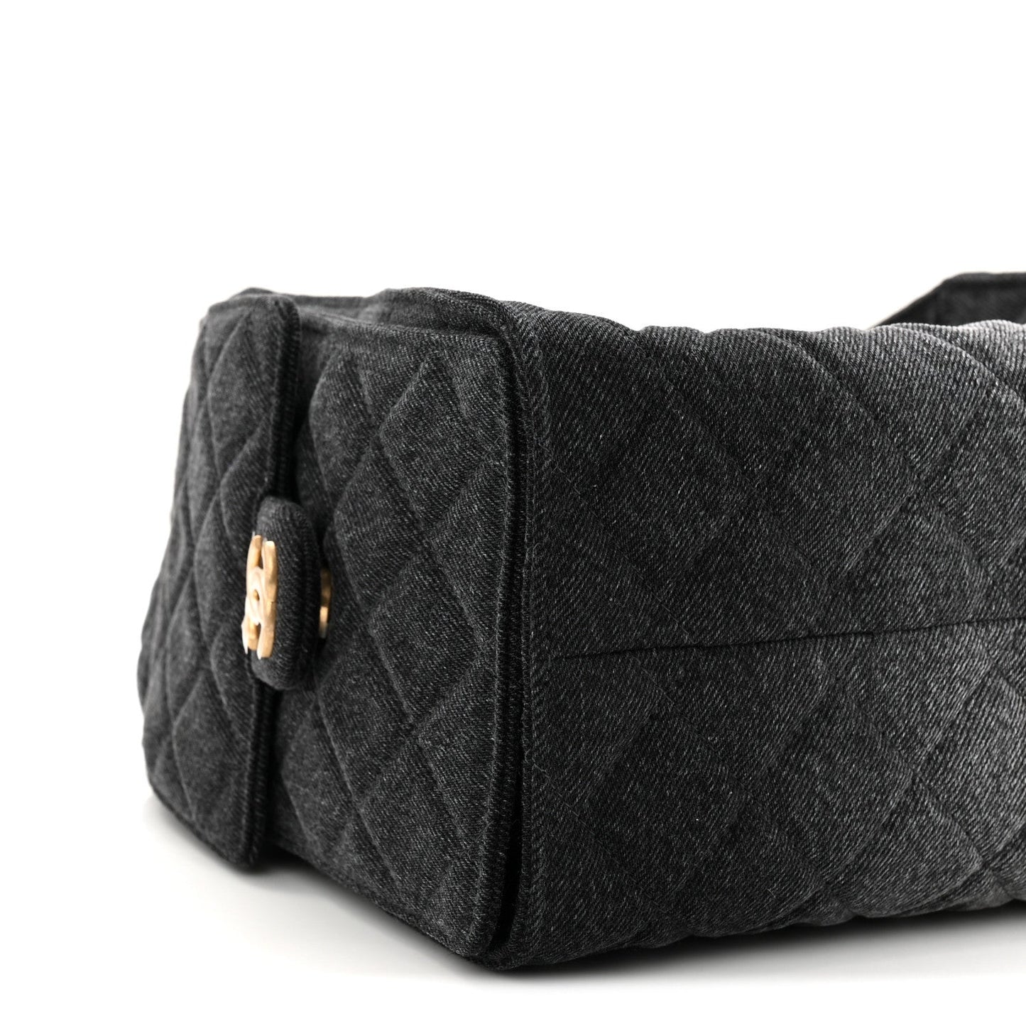 Washed Denim Quilted Small Chanel 25 Handbag Black