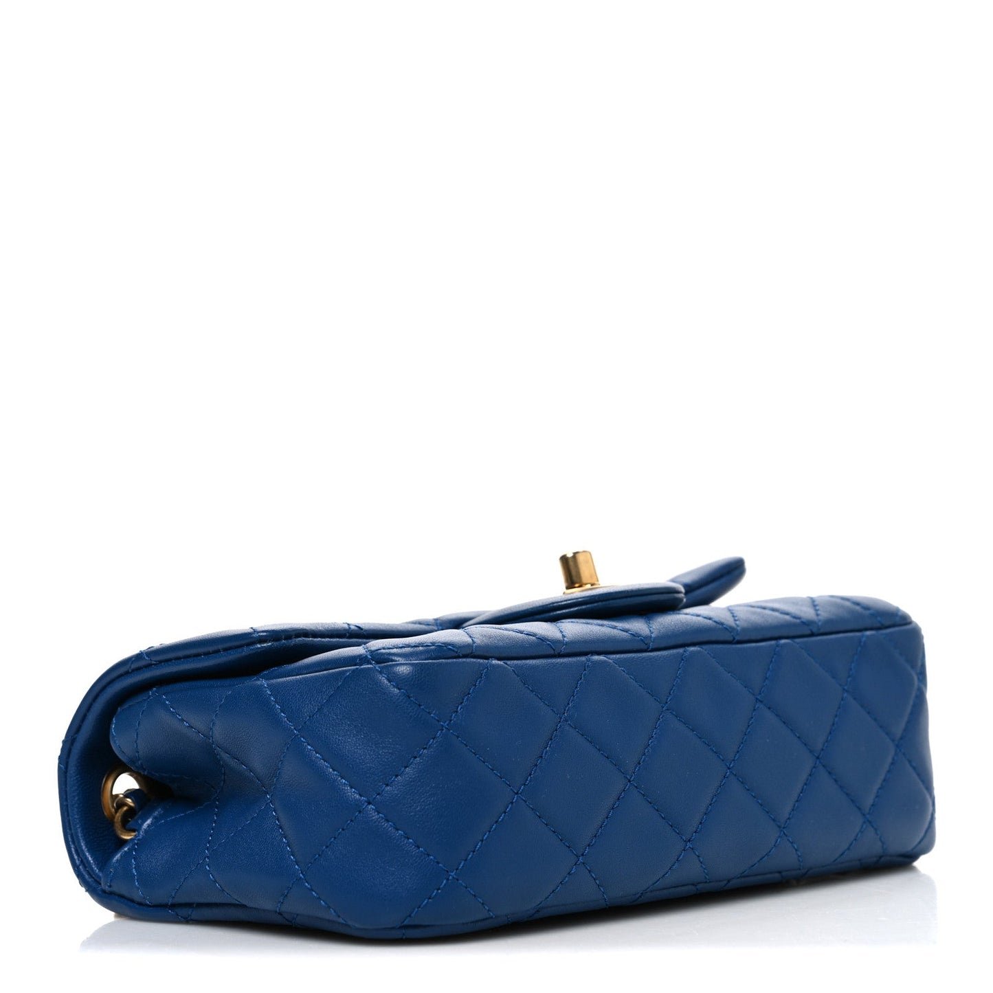 Lambskin Quilted Pearl Crush Mini Rectangular Flap Blue