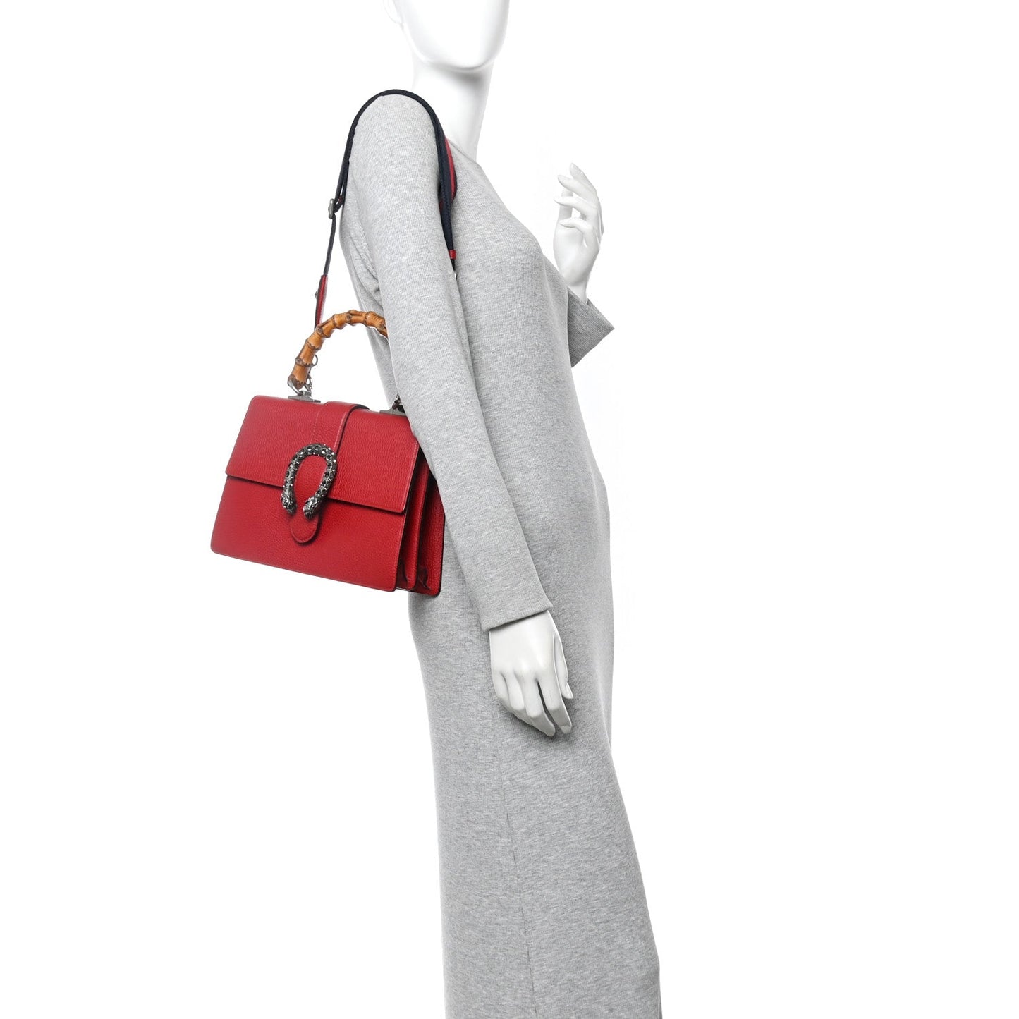 Dollar Calfskin Crystal Web Medium Dionysus Bamboo Top Handle Bag Hibiscus Red Black Diamond