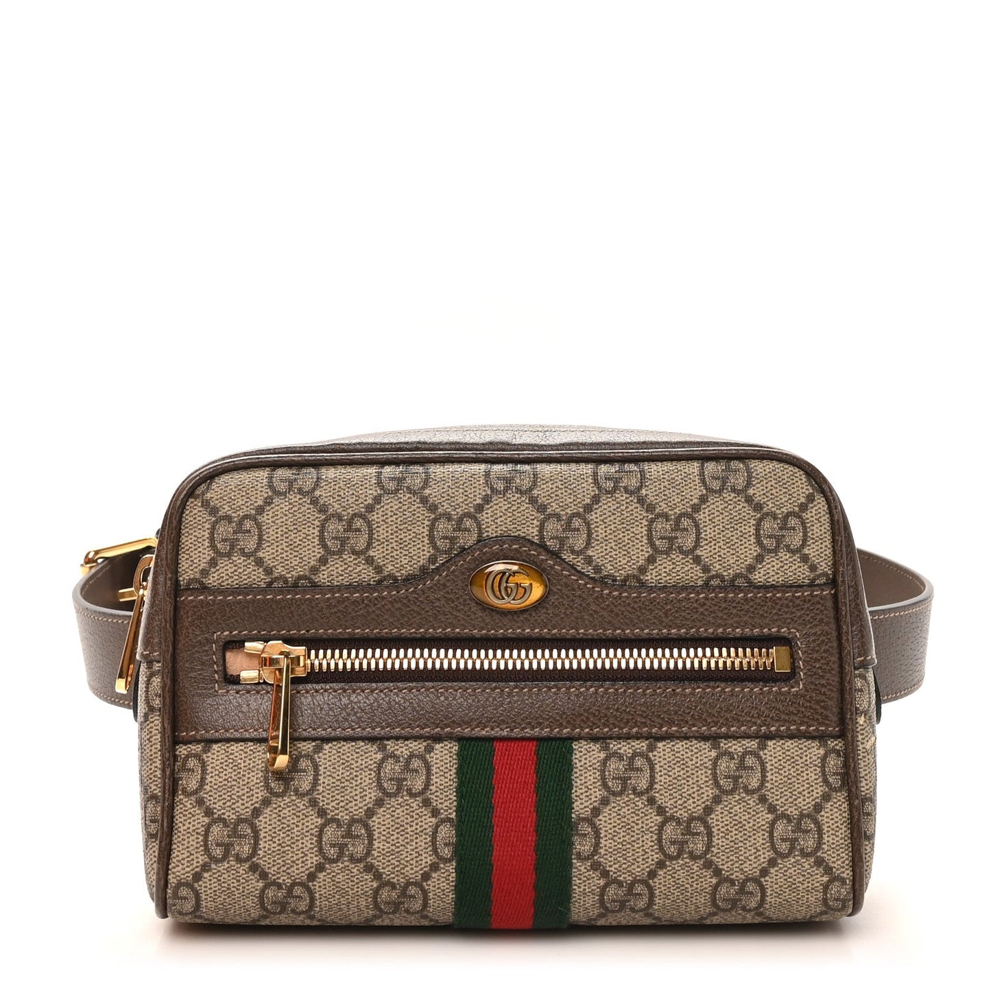 GG Supreme Monogram Web Small Ophidia Belt Bag 85 34 Dark Brown