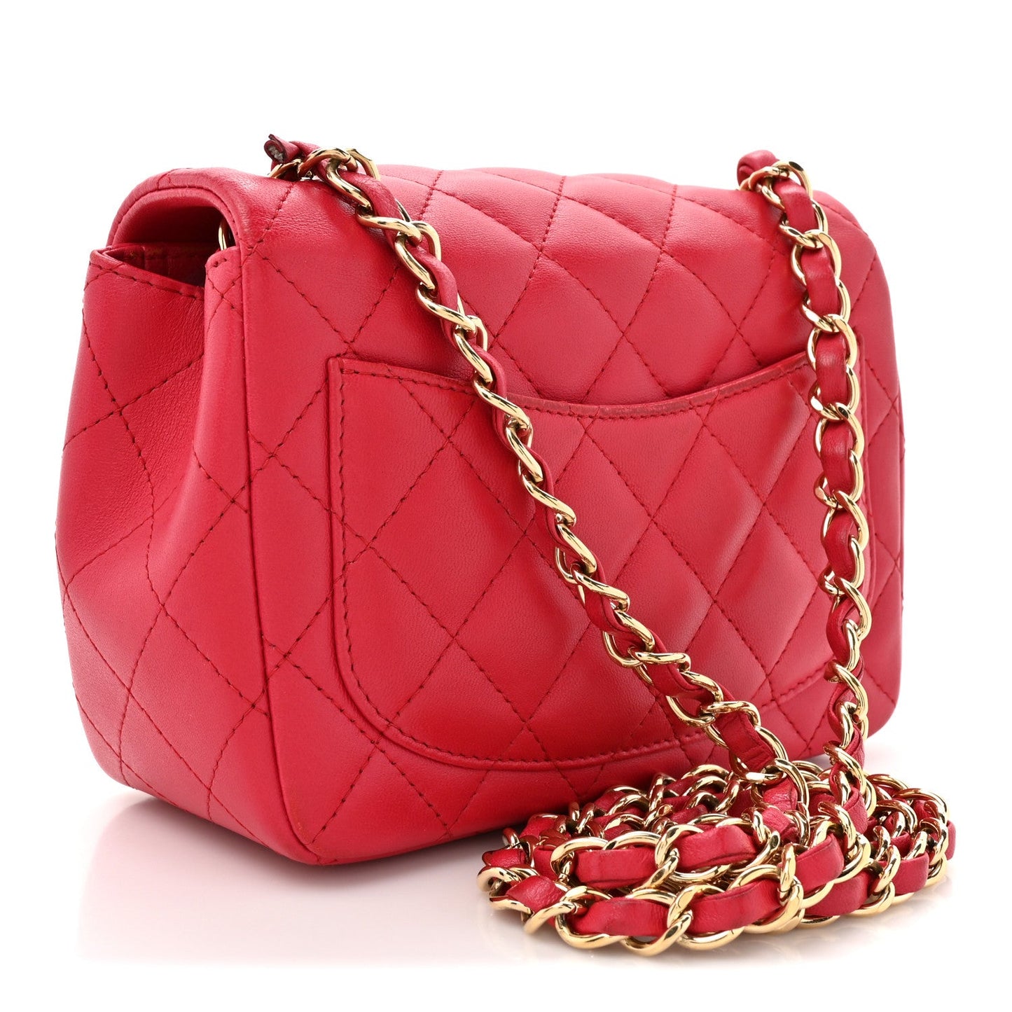 Lambskin Quilted Mini Square Flap Dark Pink